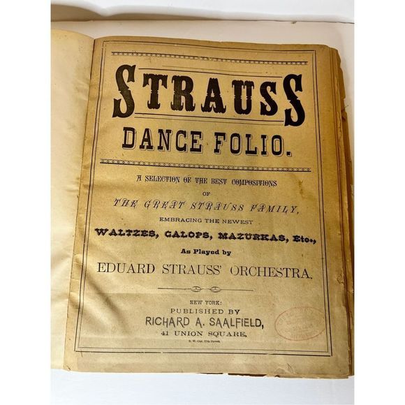 STRAUSS Dance Folio Waltzes, Gallops, Mazurkas, Etc.. 1890 Eduardo Strauss Orch - Picture 1 of 7